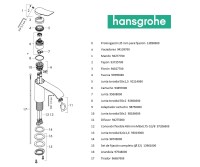 RECAMBIOS MONOMANDO LAVABO 80 VIVENIS HANSGROHE